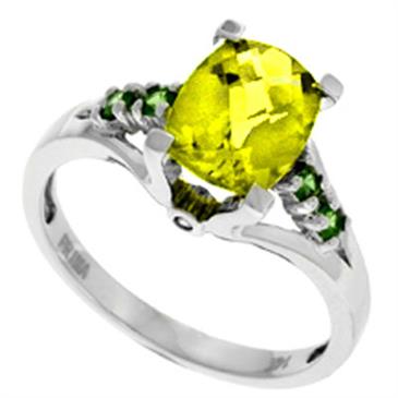 Prima Diamond, Lemon Quartz & Tsavorite Ring Prima Diamond, Lemon Quartz & Tsavorite Ring