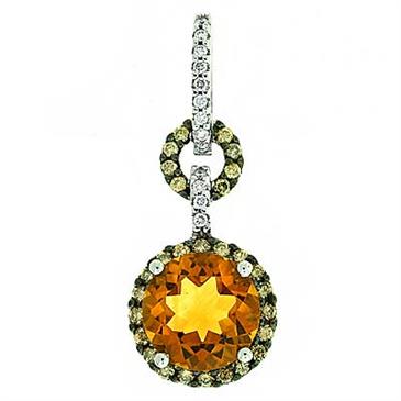Prima Diamond, Madera Citrine And Chocolate Diamond Pendant (with Chain)