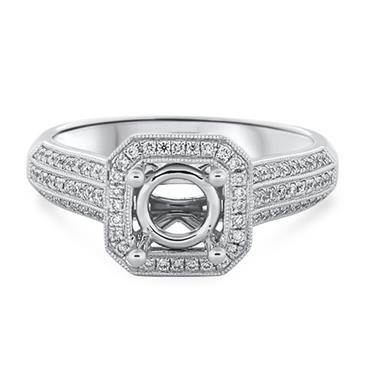 Prima Diamond Millgrain Halo Engagement Ring Prima Diamond Millgrain Halo Engagement Ring