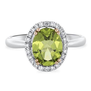 Prima Diamond & Peridot Oval Two Tone Ring Prima Diamond & Peridot Oval Two Tone Ring