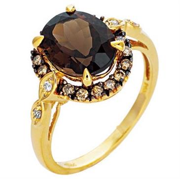 Prima Diamond, Smokey Quartz And Chocolate Diamond Ring Prima Diamond, Smokey Quartz And Chocolate Diamond Ring