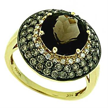 Prima Diamond, Smokey Quartz And Chocolate Diamond Ring Prima Diamond, Smokey Quartz And Chocolate Diamond Ring