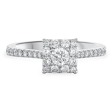 Prima Diamond Square Cluster Ring With Diamonds On Shank Prima Diamond Square Cluster Ring With Diamonds On Shank
