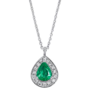 Prima Emerald & Diamond Pendant With Chain Prima Emerald & Diamond Pendant With Chain