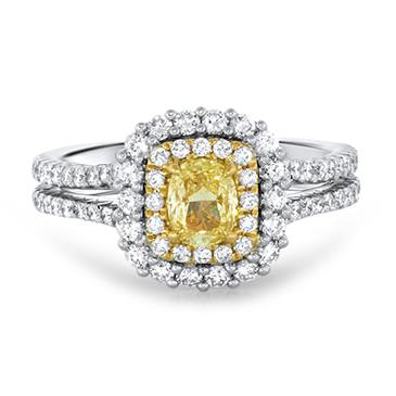 Prima Fancy Yellow Cushion Diamond Ring Prima Fancy Yellow Cushion Diamond Ring