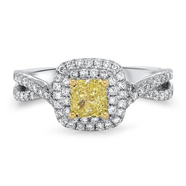 Prima Fancy Yellow Cushion Diamond Ring Prima Fancy Yellow Cushion Diamond Ring
