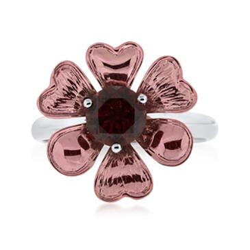 Prima Garnet Coated Heart Flower Ring Prima Garnet Coated Heart Flower Ring