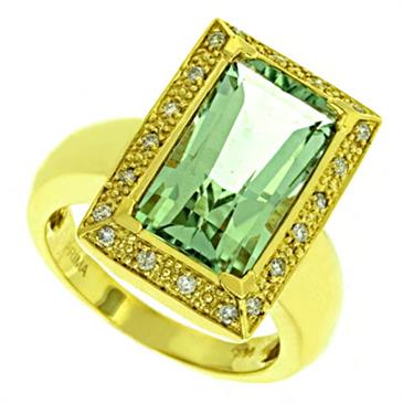 Prima Green Amethyst & Diamond Ring Prima Green Amethyst & Diamond Ring