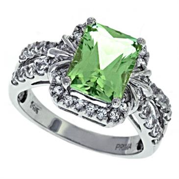 Prima Green Amethyst And White Topaz Ring Prima Green Amethyst And White Topaz Ring