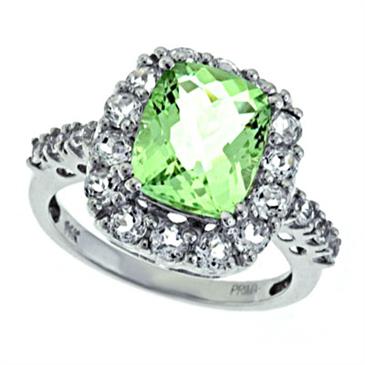 Prima Green Amethyst And White Topaz Ring Prima Green Amethyst And White Topaz Ring