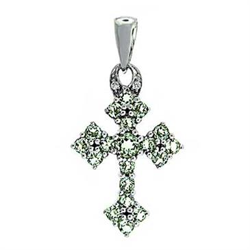Prima Green Amethyst & Diamond Cross Pendant Prima Green Amethyst & Diamond Cross Pendant
