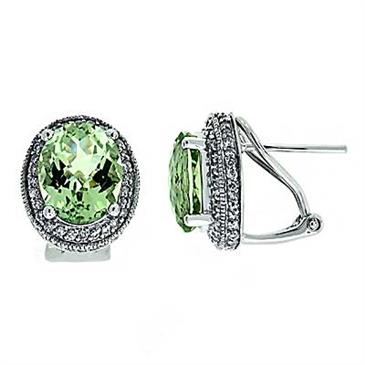 Prima Green Amethyst & Diamond Earrings Prima Green Amethyst & Diamond Earrings