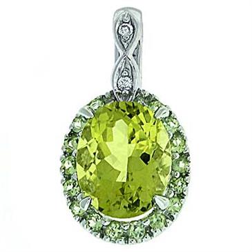 Prima Lemon Quartz, Peridot & Diamond Pendant