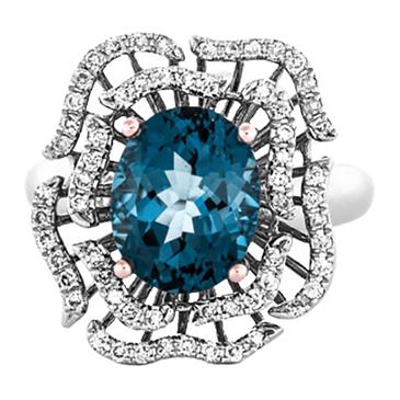 Prima London Blue & Double Diamond Row Flower Ring Prima London Blue & Double Diamond Row Flower Ring