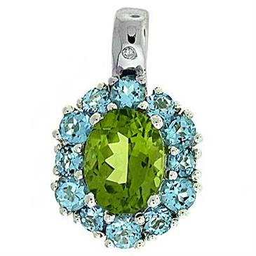 Prima Peridot,Blue Topaz & Diamond Pendant Prima Peridot,Blue Topaz & Diamond Pendant