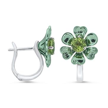 Prima Peridot Coated Heart Flower Earrings Prima Peridot Coated Heart Flower Earrings