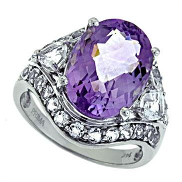 Prima Pink Amethyst And White Topaz Ring Prima Pink Amethyst And White Topaz Ring