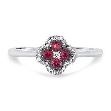Prima Ruby & Diamond Mini Clover Cluster Ring Prima Ruby & Diamond Mini Clover Cluster Ring