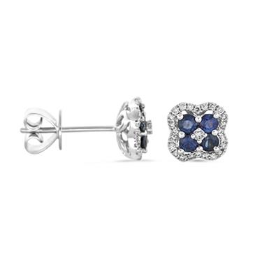 Prima Sapphire & Diamond Mini Clover Cluster Earrings Prima Sapphire & Diamond Mini Clover Cluster Earrings