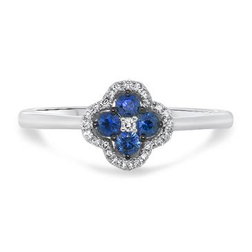 Prima Sapphire & Diamond Mini Clover Cluster Ring Prima Sapphire & Diamond Mini Clover Cluster Ring
