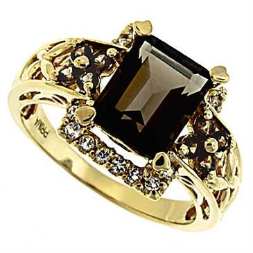 Prima Smokey Quartz And White Topaz Ring Prima Smokey Quartz And White Topaz Ring