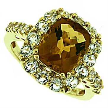 Prima Whiskey Quartz And White Topaz Ring Prima Whiskey Quartz And White Topaz Ring