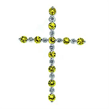 Prima Yellow Sapphire & Diamond Cross Pendant Prima Yellow Sapphire & Diamond Cross Pendant