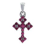 Prima   Pink Sapphire & Diamond Cross Pendant