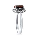 Black Diamond & Garnet Flower Ring