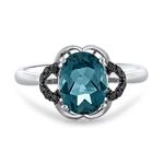 Prima Black Diamond & London Blue Flower Ring