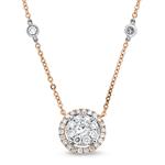 Prima Diamond Cluster Dangle Necklace (Rose 